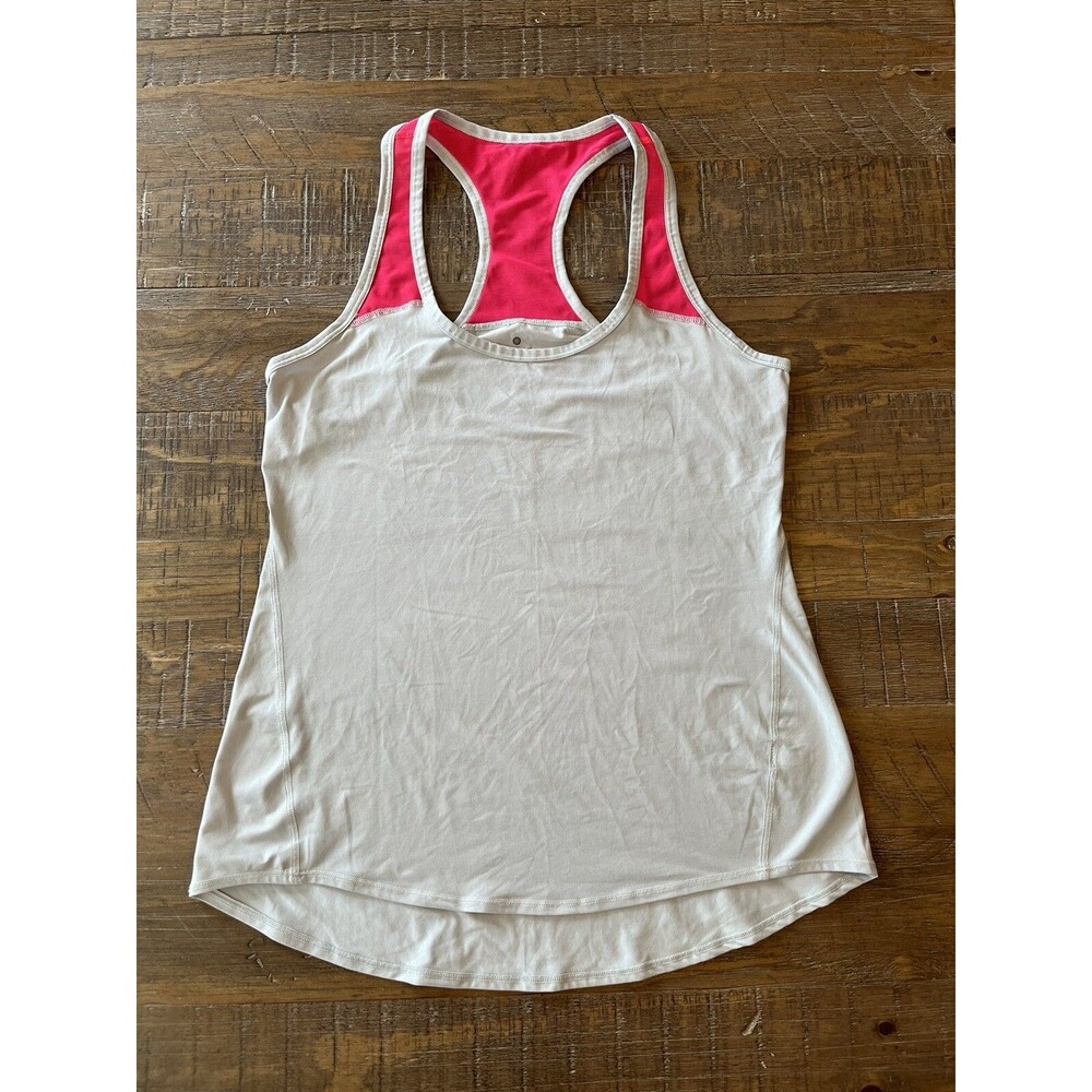 Athleta Chi Mesh Hot Pink Light Gray Racerback Tank Top Size Medium